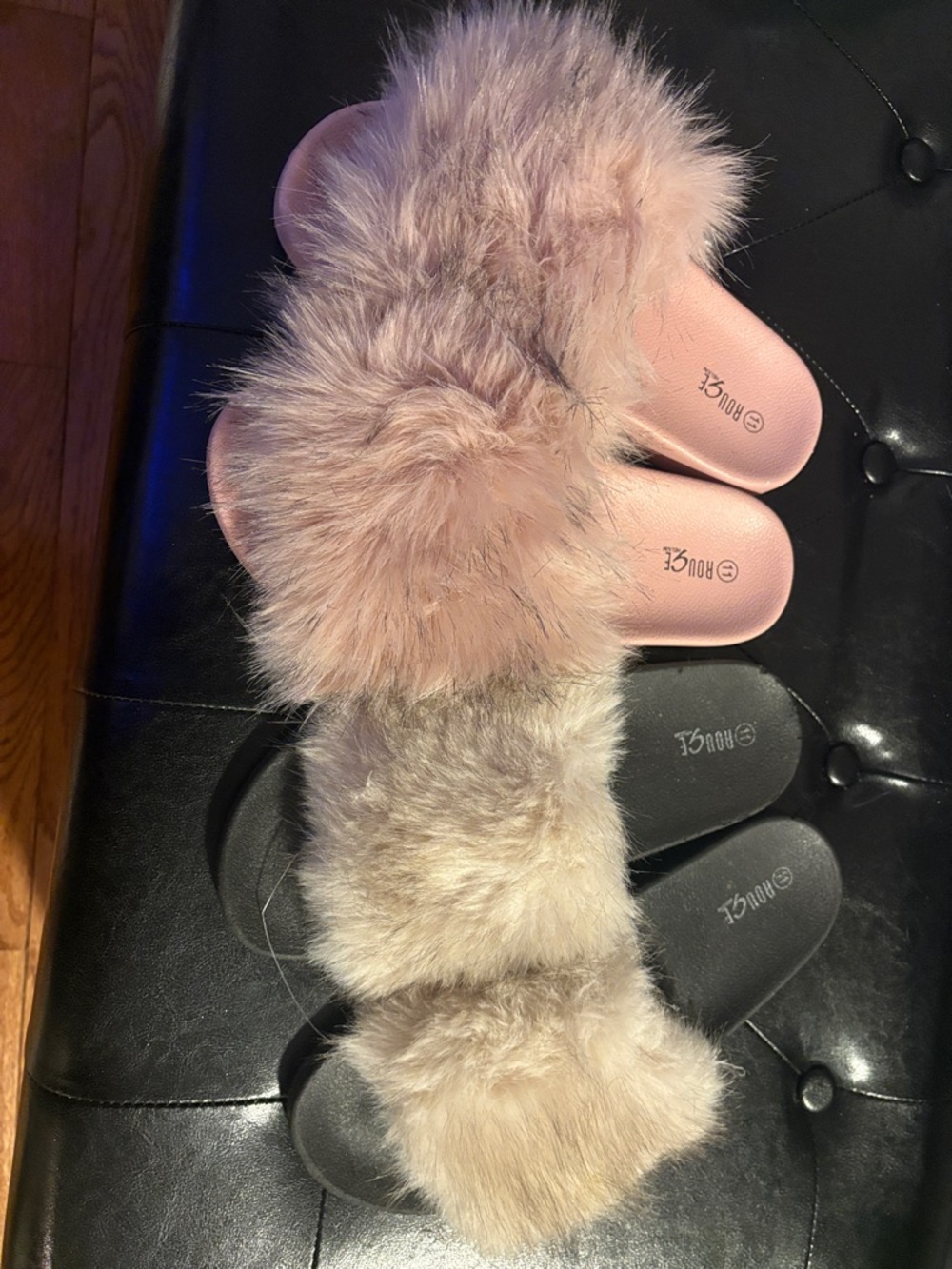 Rouge Helium Pink Faux Fur Slide Slippers Bundle